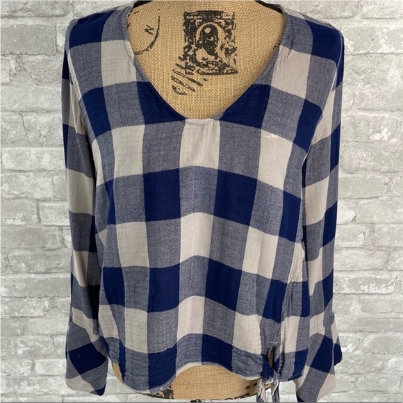 Cloth & Stone Plaid Tie Top - Picture 2 of 7